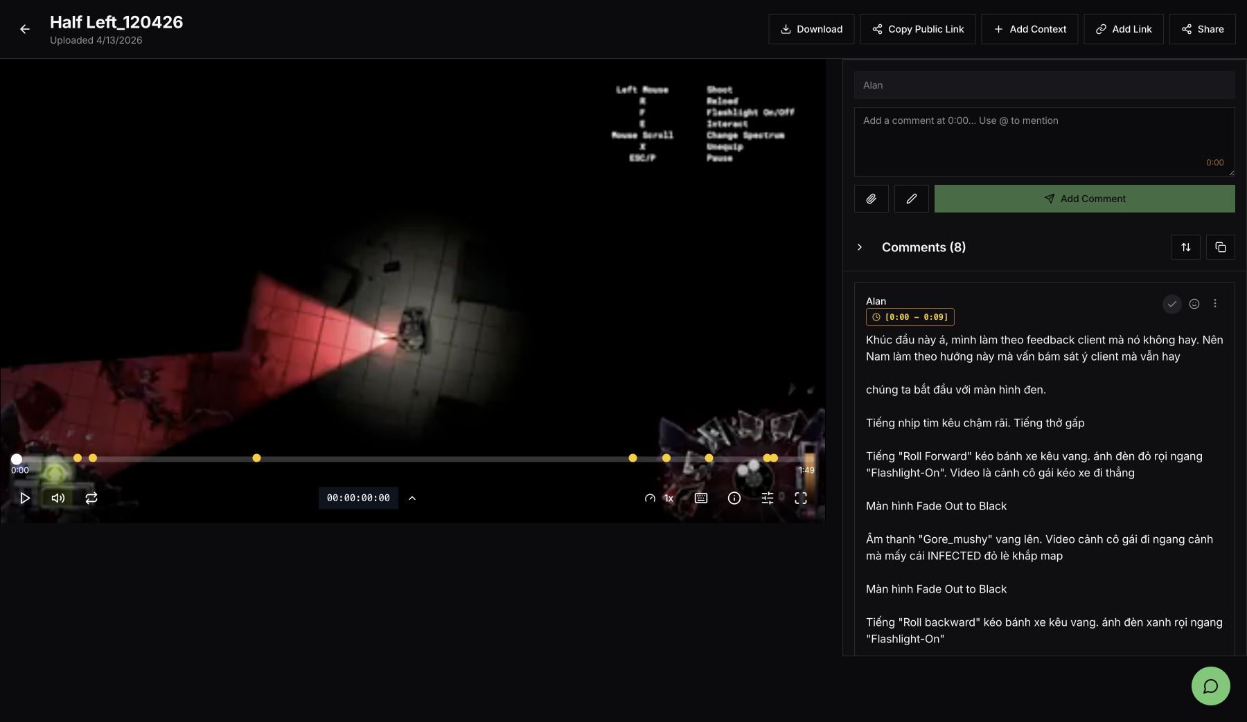 Feedbacker video review editor with timeline comments