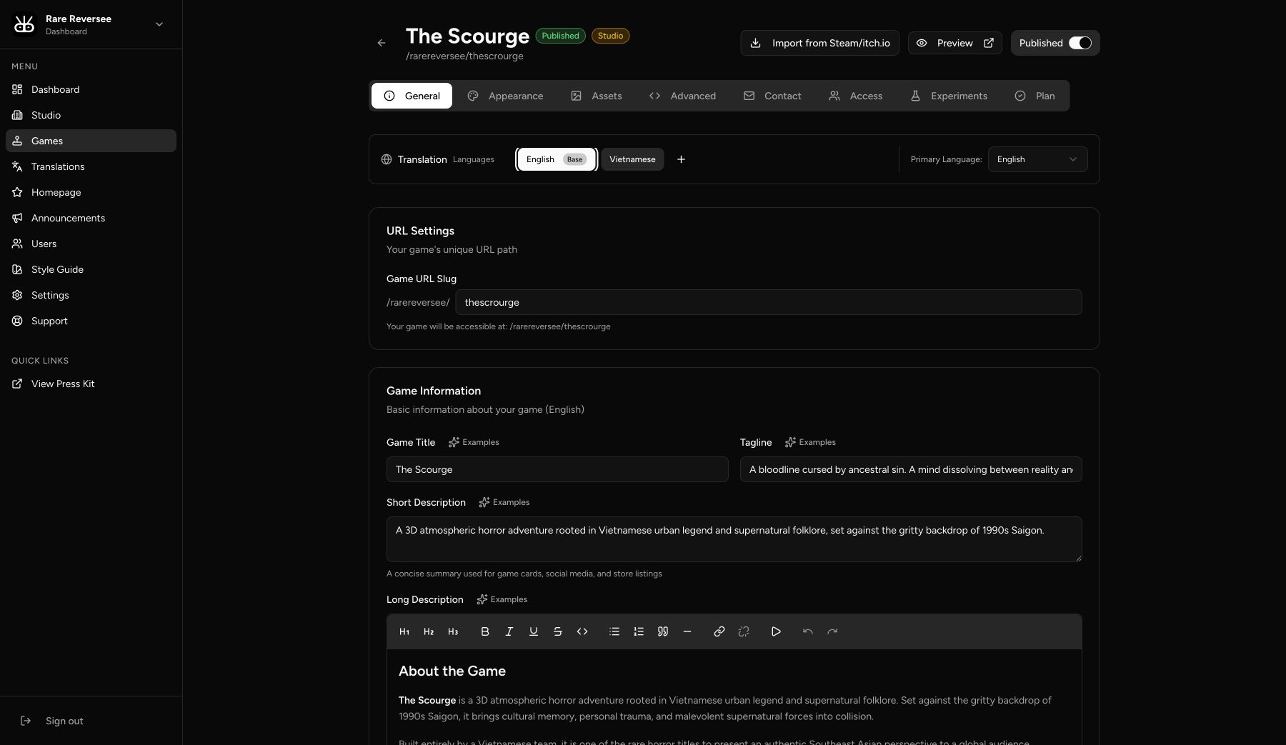 GamePressKit game press kit editor
