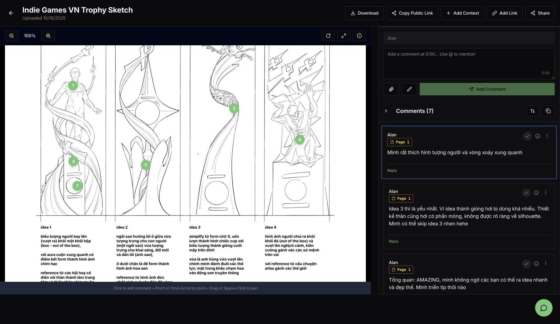 Feedbacker image review editor with pinned comments
